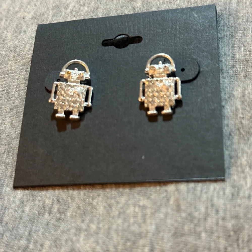 Silver Robot Earrings NWT